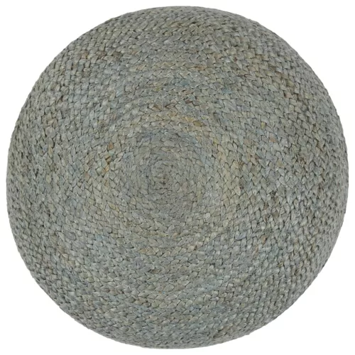 Kézzel készült olívazöld juta puff 45 x 30 cm
