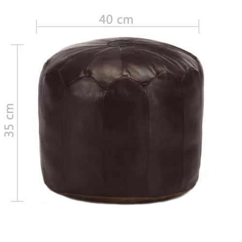 Sötétbarna valódi kecskebőr puff 40 x 35 cm