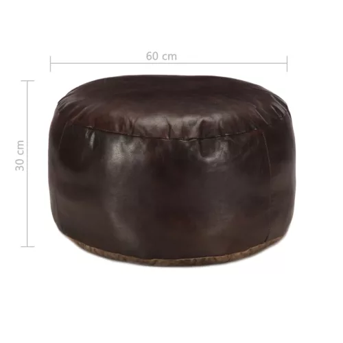 Sötétbarna valódi kecskebőr puff 60 x 30 cm