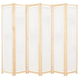 Krémszínű 6-paneles szövetparaván 240 x 170 x 4 cm