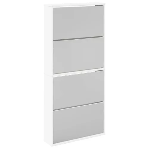 Fehér 4 szintes tükrös cipőszekrény 63 x 17 x 134 cm