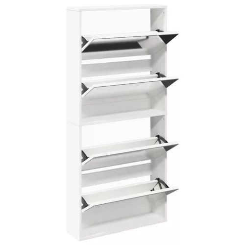 Fehér 4 szintes tükrös cipőszekrény 63 x 17 x 134 cm