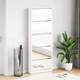 Fehér 5 szintes tükrös cipőszekrény 63 x 17 x 169,5 cm