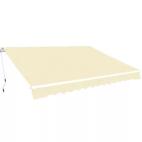   Kézi működtetésű összecsukható napellenző, krémszínű, 400 cm