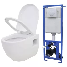   Falra szerelhető fehér kerámia WC rejtett öblítőtartállyal