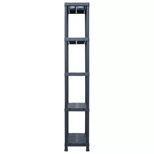 2 db fekete műanyag tároló polc 125 kg 60 x 30 x 180 cm
