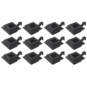   12 db fekete négyzet alakú kültéri napelemes LED lámpa 12 cm