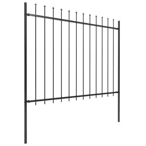Fekete acél kerti kerítés lándzsás tetejű 359 x 150 cm
