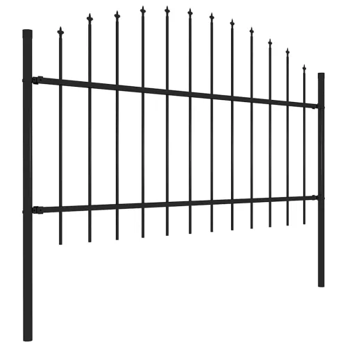 Fekete acélkerítés lándzsás tetejű szegéllyel 359 x 125 cm