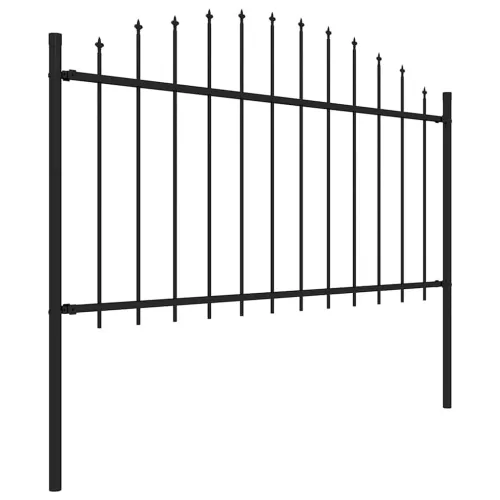 Fekete acél kerti kerítés lándzsás tetejű 359 x 150 cm