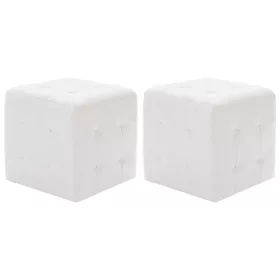 2 db fehér műbőr puff 30x30x30 cm