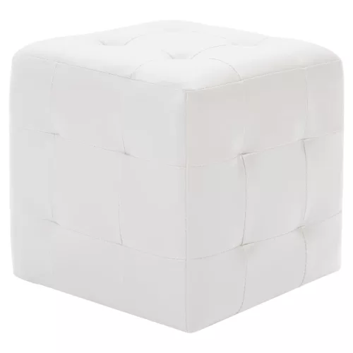 2 db fehér műbőr puff 30x30x30 cm