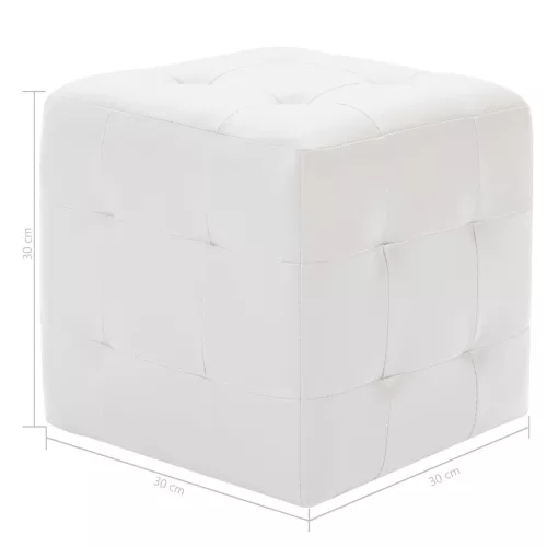 2 db fehér műbőr puff 30x30x30 cm