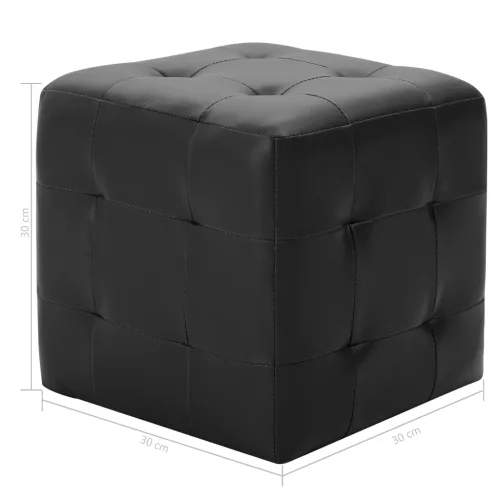 2 db fekete műbőr puff 30 x 30 x 30 cm