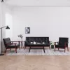 3 darabos fekete műbőr kanapészett