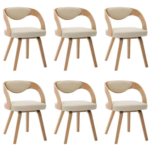 6 db krémszínű hajlított fa és műbőr étkezőszék