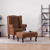 Barna művelúr "Chesterfield" karosszék és lábtartó