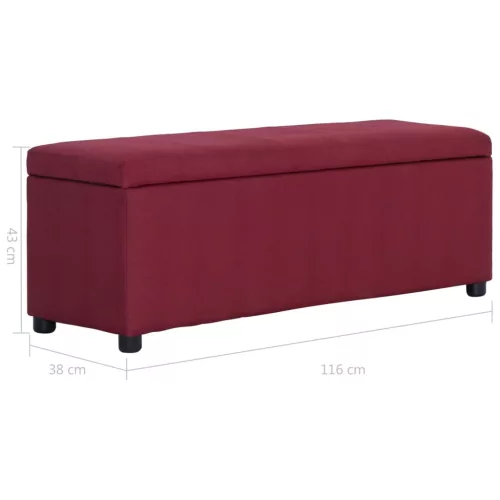 Bordó poliészter pad tárolórekesszel 116 cm