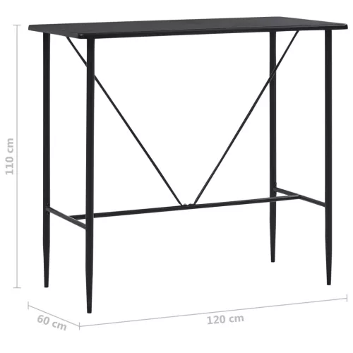 Fekete MDF bárasztal 120 x 60 x 110 cm