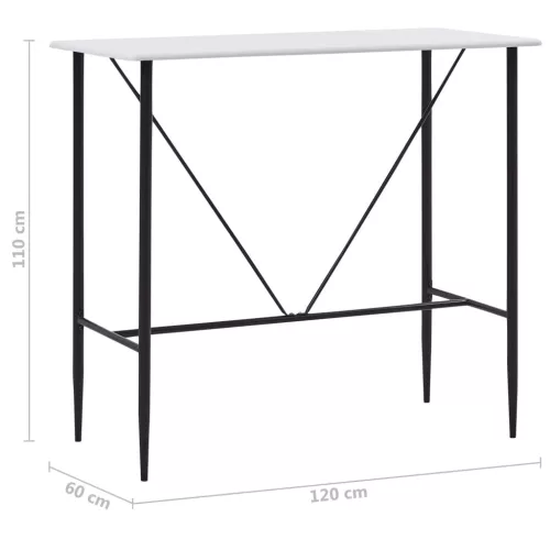 Fehér MDF bárasztal 120 x 60 x 110 cm