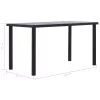 Fekete és betonszürke MDF étkezőasztal 140 x 70 x 75 cm