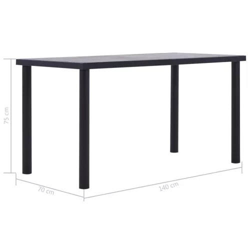 Fekete és betonszürke MDF étkezőasztal 140 x 70 x 75 cm