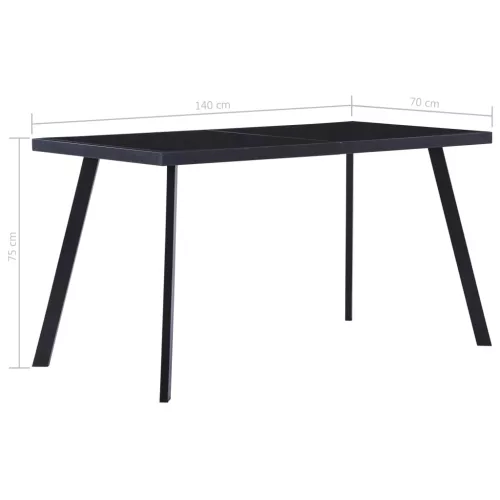 fekete edzett üveg étkezőasztal 140 x 70 x 75 cm