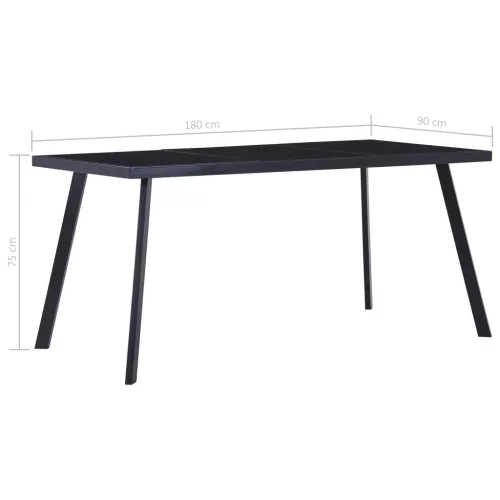 Fekete edzett üveg étkezőasztal 180 x 90 x 75 cm