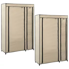   2 db krémszínű összecsukható szövet ruhásszekrény 110x45x175 cm