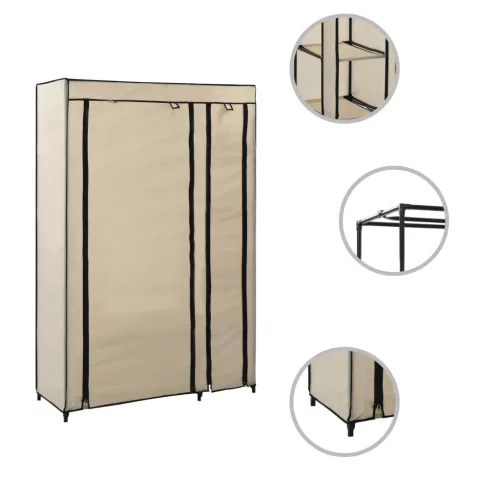 2 db krémszínű összecsukható szövet ruhásszekrény 110x45x175 cm