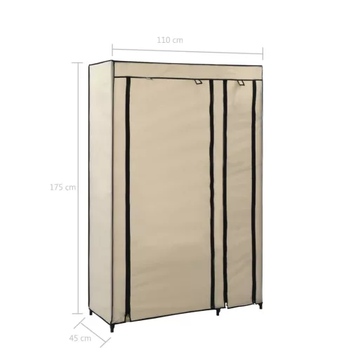 2 db krémszínű összecsukható szövet ruhásszekrény 110x45x175 cm