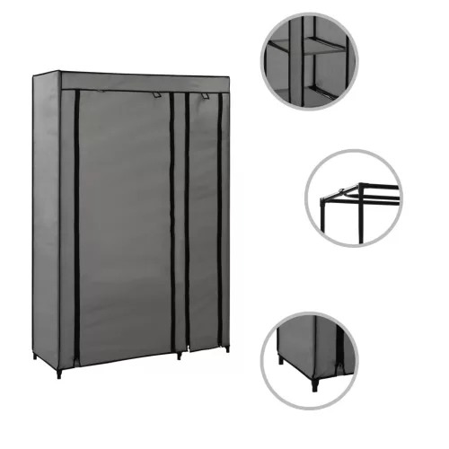 2 db szürke összecsukható szövet ruhásszekrény 110x45x175 cm