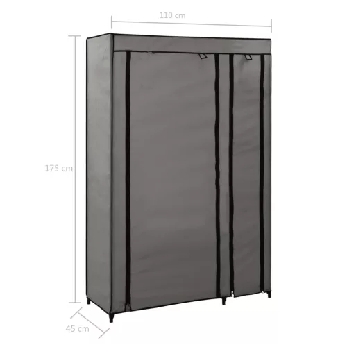 2 db szürke összecsukható szövet ruhásszekrény 110x45x175 cm