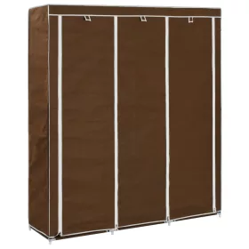   Barna szövet ruhaszekrény rekeszekkel és rudakkal 150x45x175cm