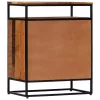 Tömör újrahasznosított fa és acél kisszekrény 60 x 35 x 76 cm