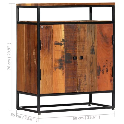 Tömör újrahasznosított fa és acél kisszekrény 60 x 35 x 76 cm