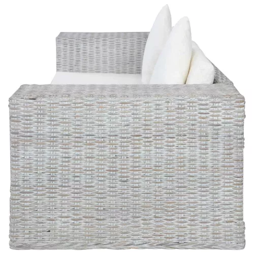 2 személyes szürke természetes rattan kanapé párnával