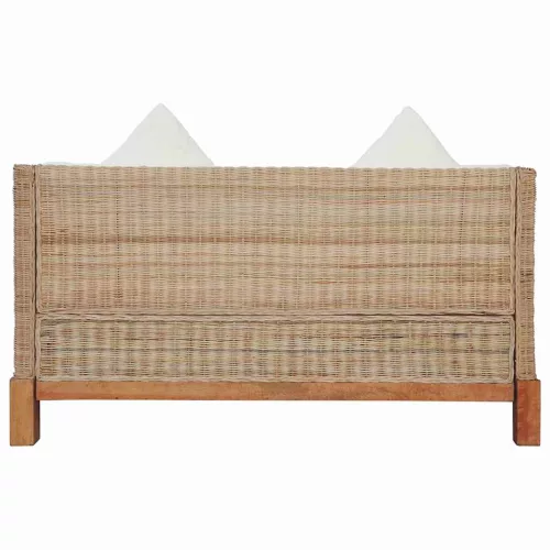 2 személyes természetes rattan kanapé párnával