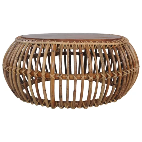 2 db természetes rattan dohányzóasztal