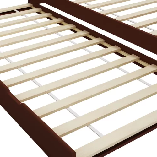 Sötétbarna fenyőfa kihúzható kanapéágy keret 90 x 200 cm