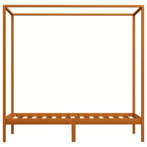 Mézbarna tömör fenyőfa baldachinos ágykeret 90 x 200 cm