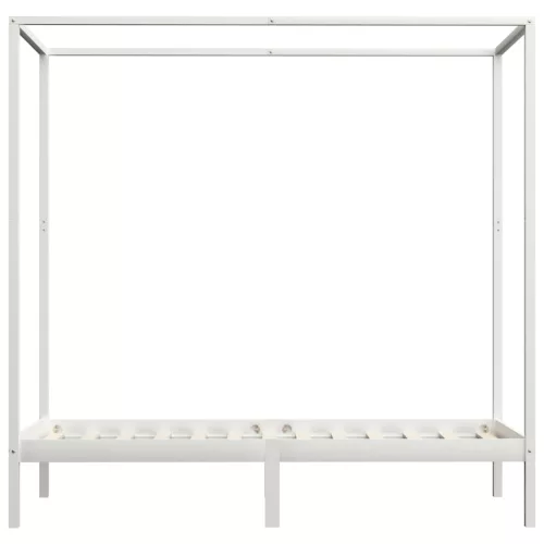 Fehér tömör fenyőfa baldachinos ágykeret 90 x 200 cm