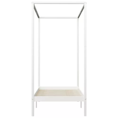 Fehér tömör fenyőfa baldachinos ágykeret 90 x 200 cm