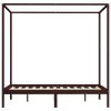 Sötétbarna tömör fenyőfa baldachinos ágykeret 120 x 200 cm