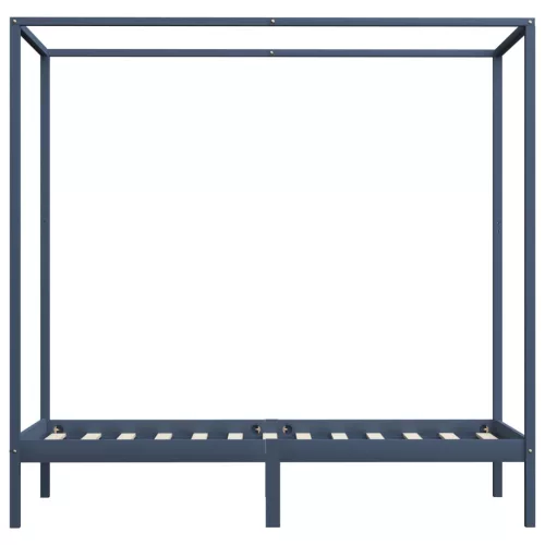 Szürke tömör fenyőfa baldachinos ágykeret 90 x 200 cm