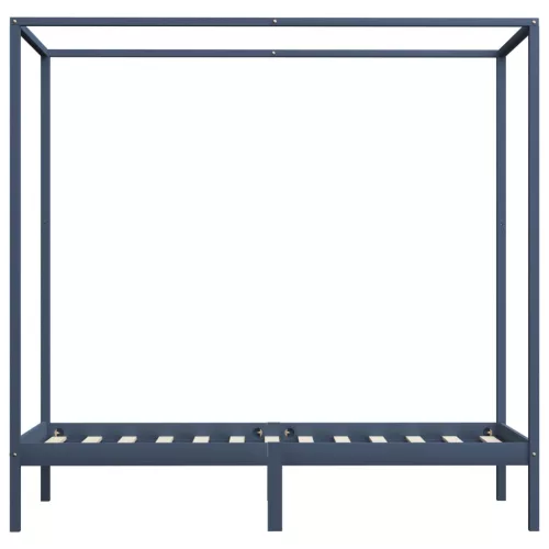 Szürke tömör fenyőfa baldachinos ágykeret 100 x 200 cm