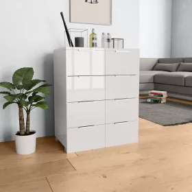   Magasfényű fehér szerelt fa tálalószekrény 60 x 35 x 80 cm