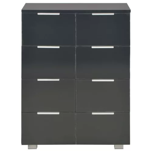 Magasfényű fekete szerelt fa tálalószekrény 60 x 35 x 80 cm