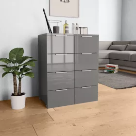   Magasfényű szürke szerelt fa tálalószekrény 60 x 35 x 80 cm