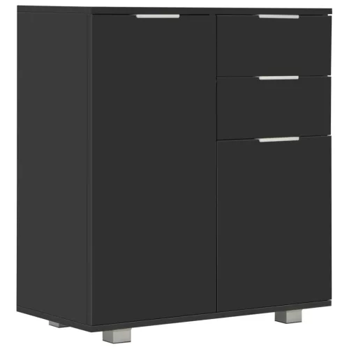Magasfényű fekete szerelt fa tálalószekrény 71x35x80 cm
